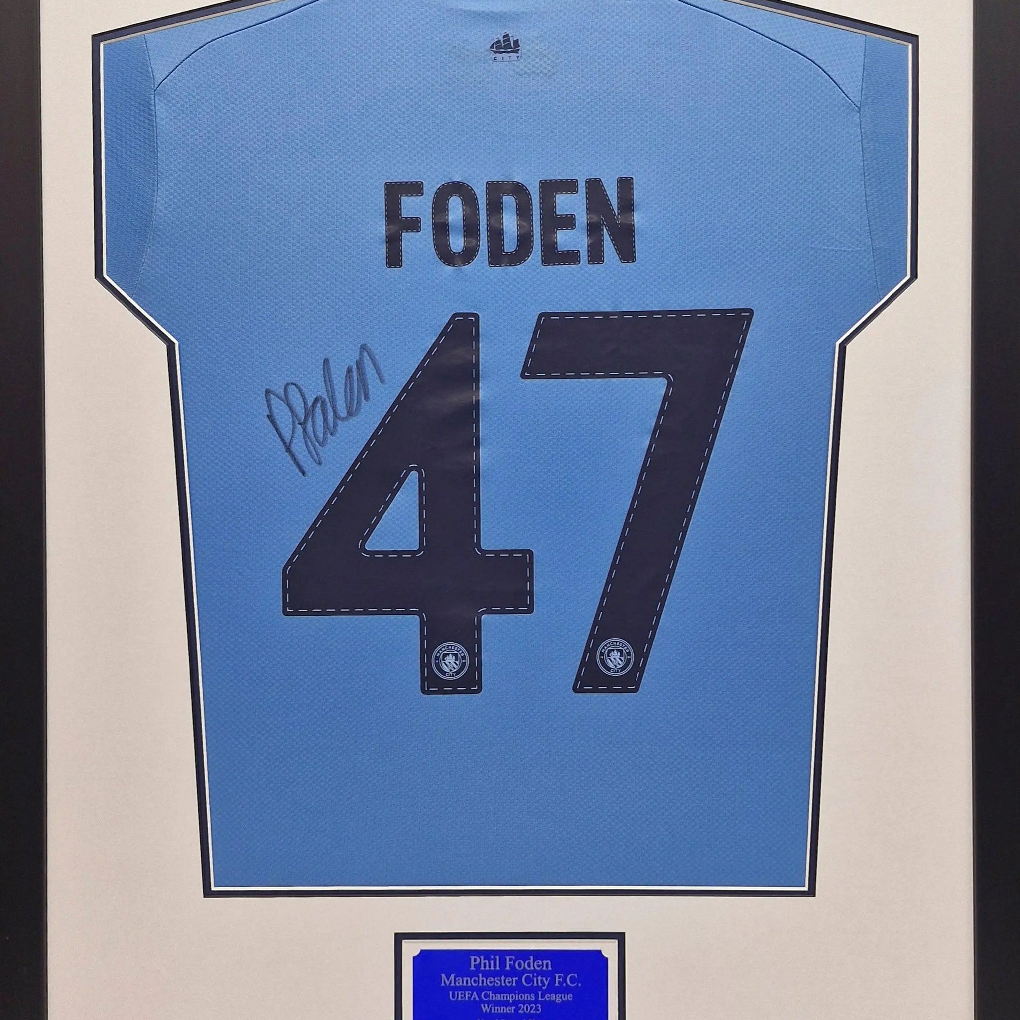 Phil Foden Signed Manchester City 2023 Champions League Shirt - Framed with COA - Darling Picture Framing