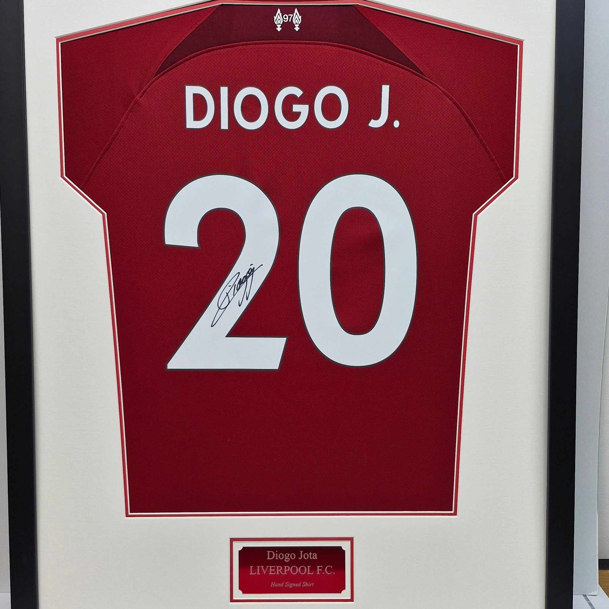 Diogo Jota Signed Liverpool Shirt Framed.