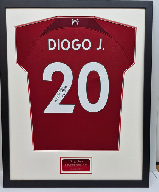 Diogo Jota Signed Liverpool Shirt Framed.