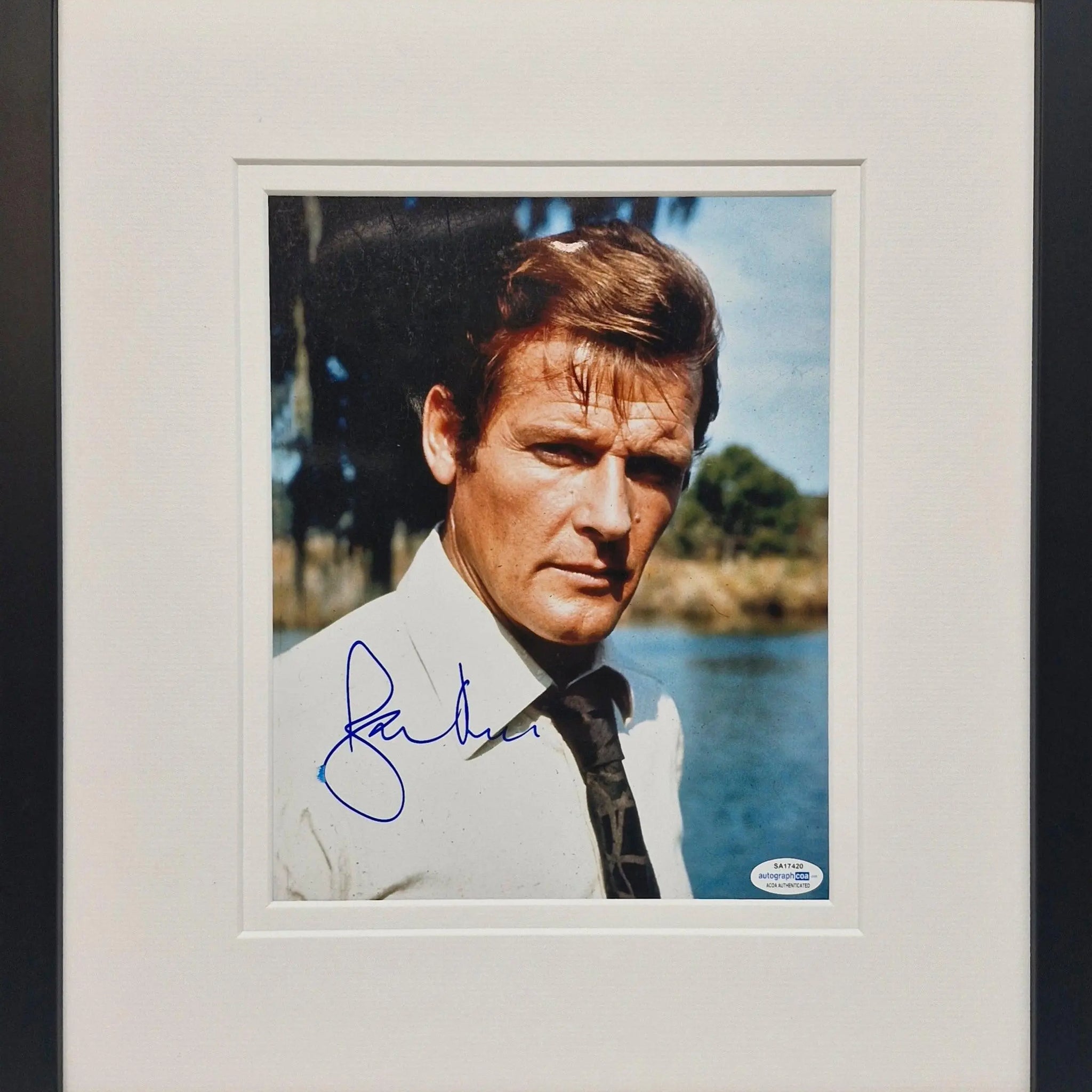 Roger Moore Signed James Bond Photo - Framed with COA - Darling Picture Framing