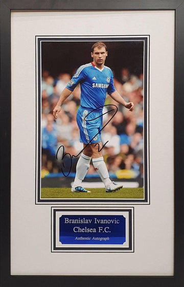 Branislav Ivanovic Signed Chelsea Photo - Framed with COA - Darling Picture Framing