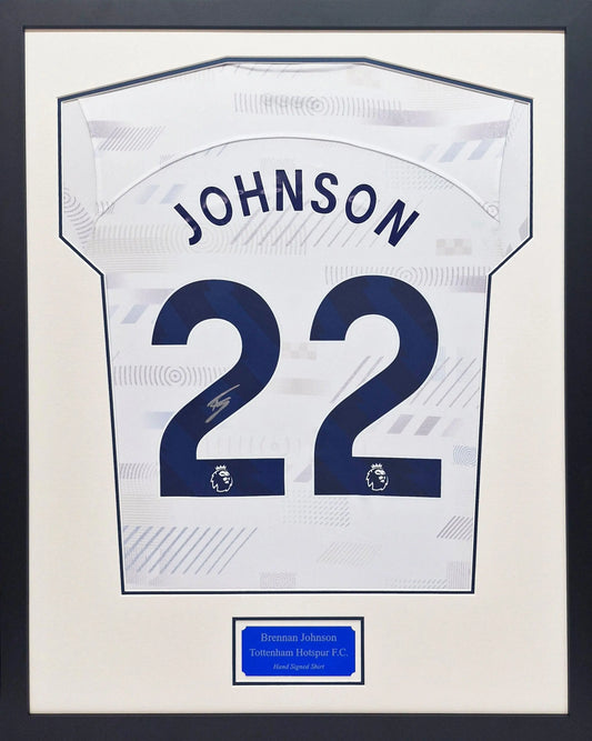 Brennan Johnson Signed Tottenham Hotspur Shirt - Framed with COA - Darling Picture Framing