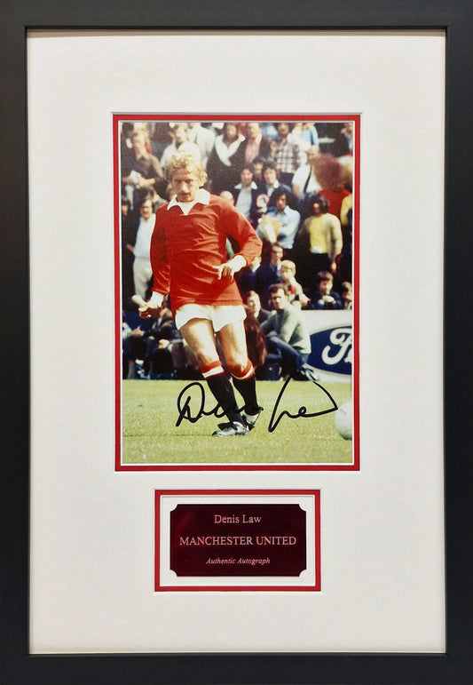 Denis Law Signed Manchester United Photo - Framed with COA - Darling Picture Framing