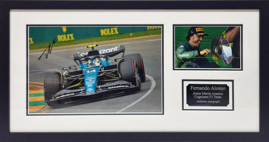 Fernando Alonso Signed Aston Martin F1 Photo - Framed with COA - Darling Picture Framing