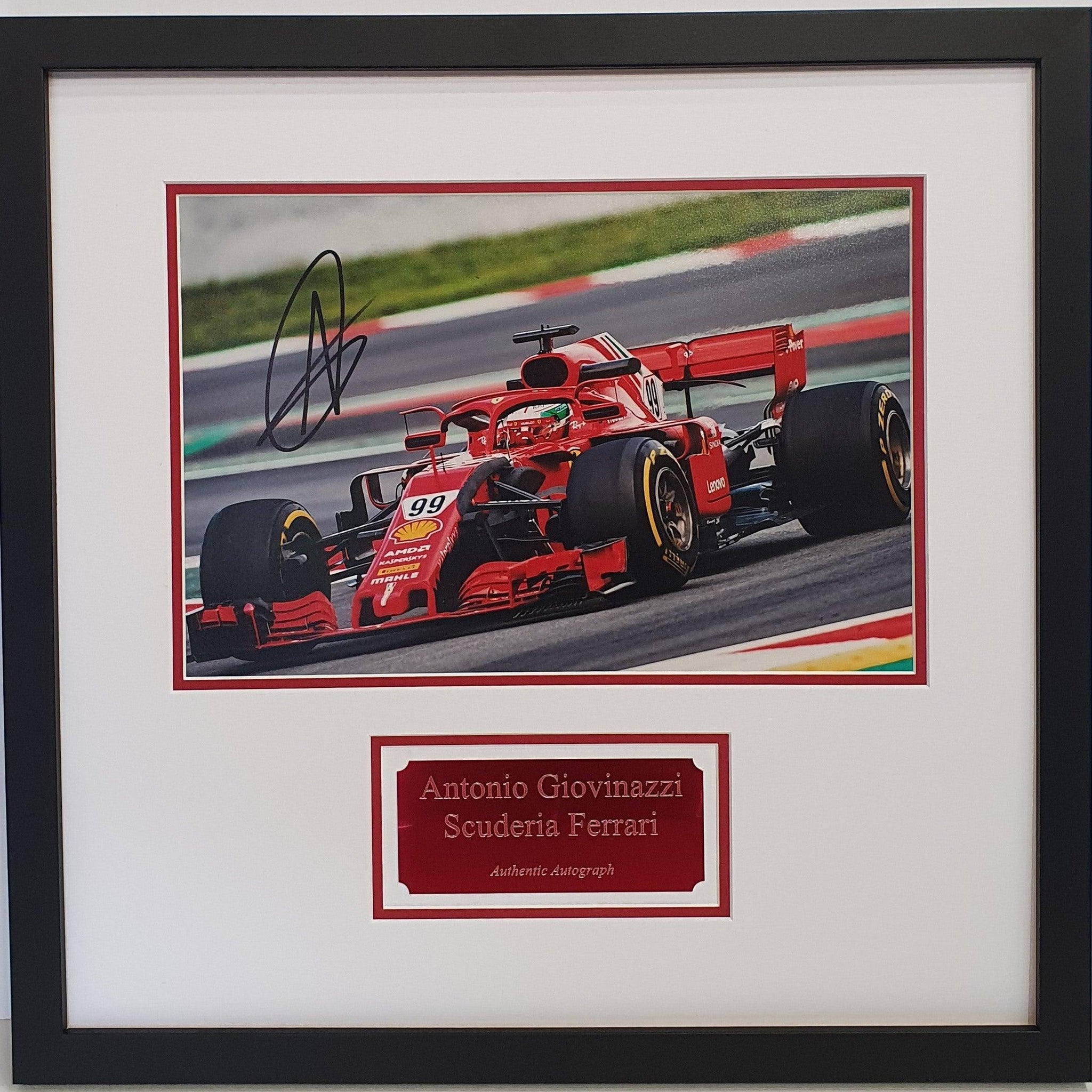 Antonio Giovinazzi Signed Ferrari Photo Framed. - Darling Picture Framing