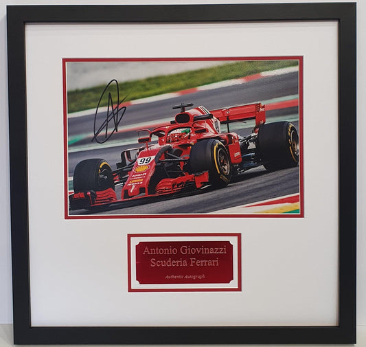 Antonio Giovinazzi Signed Ferrari Photo Framed. - Darling Picture Framing