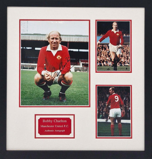 Bobby Charlton Signed Manchester United Photo Framed. Darling Picture Framing