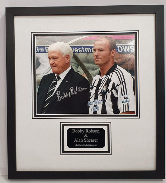 Bobby Robson & Alan Shearer Signed Newcastle United Photo Framed. - Darling Picture Framing