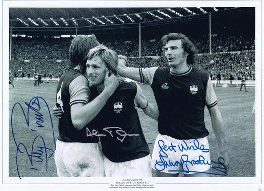 Brooking, Taylor & Bonds Signed West Ham United Photo. - Darling Picture Framing