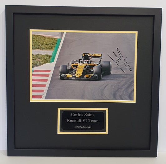 Carlos Sainz Signed Renault F1 Photo Framed. - Darling Picture Framing