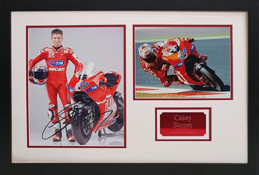 Casey Stoner Signed Ducati MotoGP Photo - Framed with COA - Darling Picture Framing