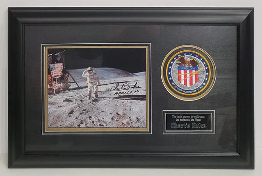 Charlie Duke Signed Apollo 16 Photo Framed. - Darling Picture Framing