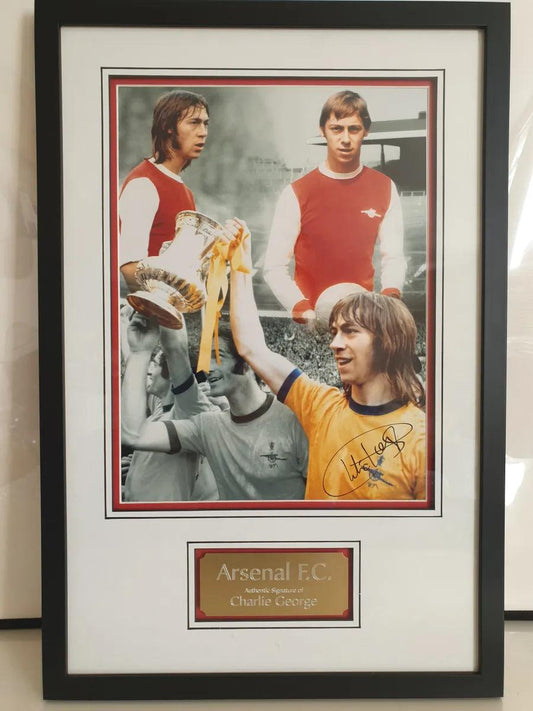 Charlie George Signed Arsenal Photo Framed. - Darling Picture Framing