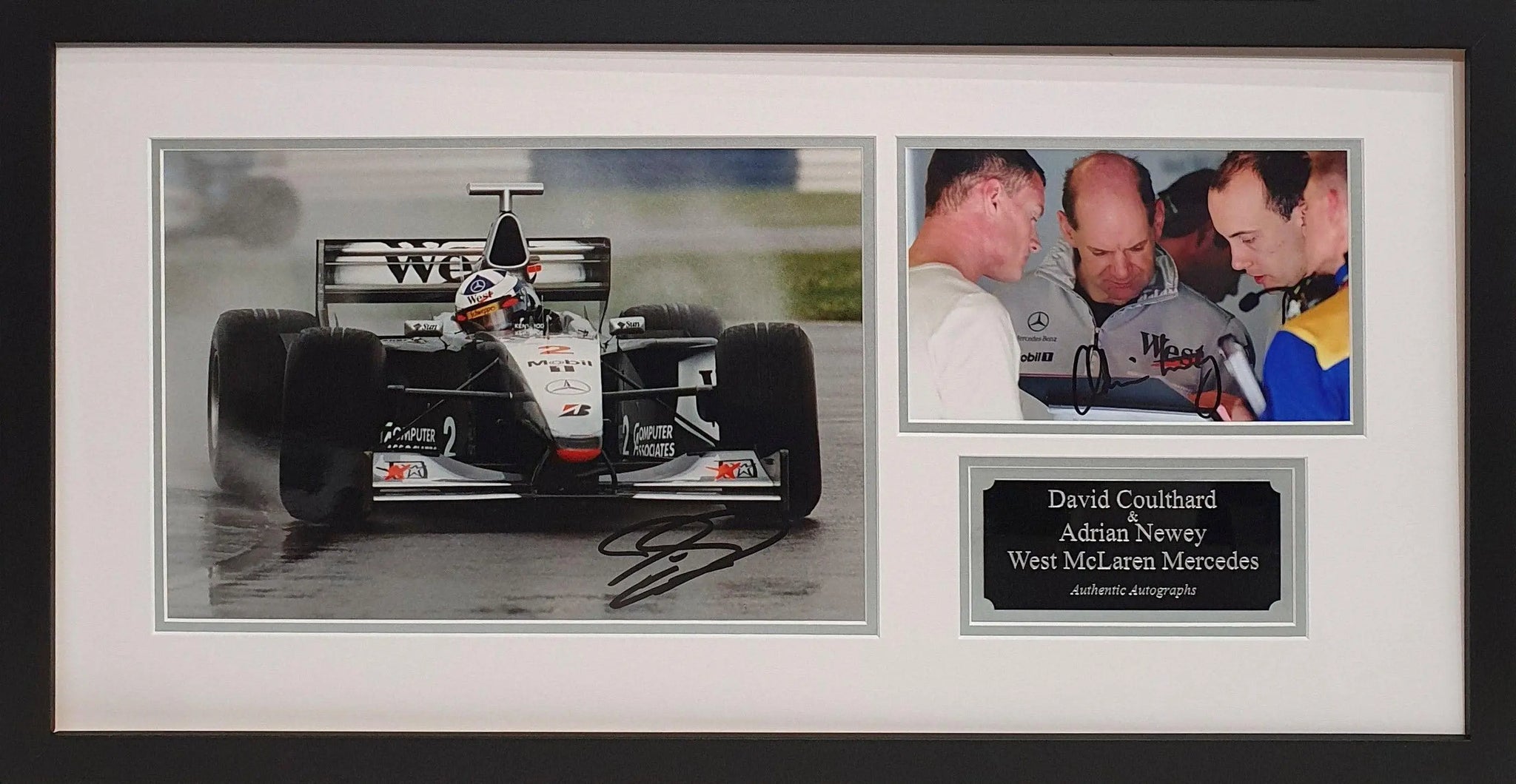 David Coulthard & Adrian Newey Signed McLaren F1 Photos - Framed with COA - Darling Picture Framing