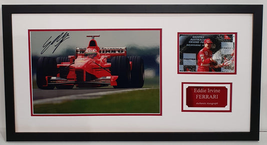 Eddie Irvine Signed Ferrari F1 Photo Framed. - Darling Picture Framing