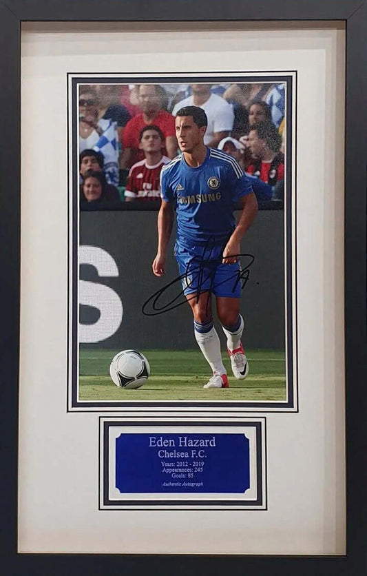 Eden Hazard Signed Chelsea Photo Presentation. Darling Picture Framing