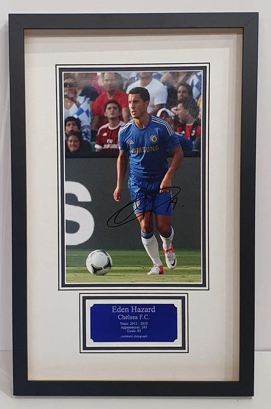 Eden Hazard Signed Chelsea Photo Presentation. - Darling Picture Framing