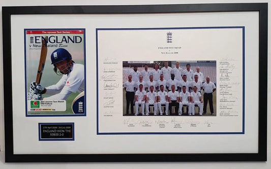 England Cricket Signed Team and Backroom Staff Photo Framed. - Darling Picture Framing