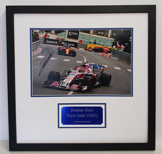 Esteban Ocon Signed Force India Photo Framed. - Darling Picture Framing