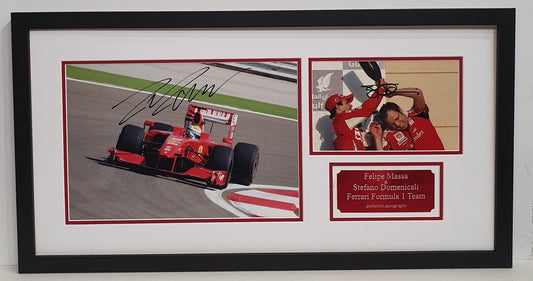 Felipe Massa & Stefano Domenicali Signed Ferrari F1 Photo Framed. - Darling Picture Framing