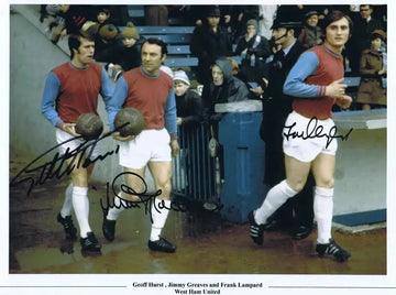 Geoff Hurst, Jimmy Greaves & Frank Lampard Signed West Ham United Photo. - Darling Picture Framing