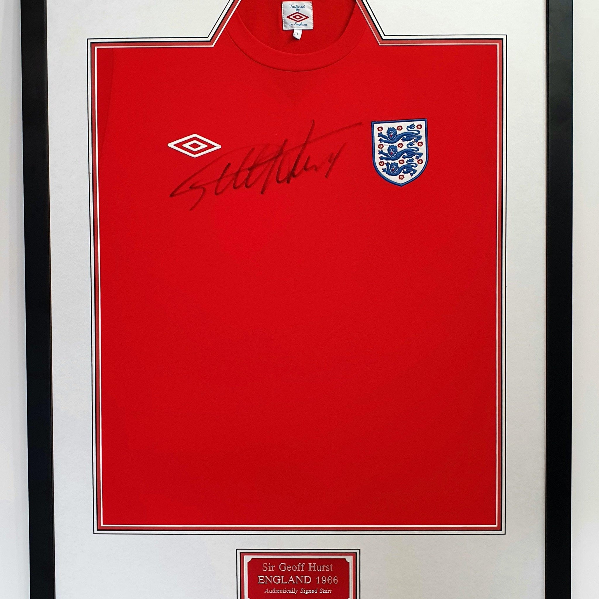 Geoff Hurst Signed England 1966 Shirt Framed. - Darling Picture Framing