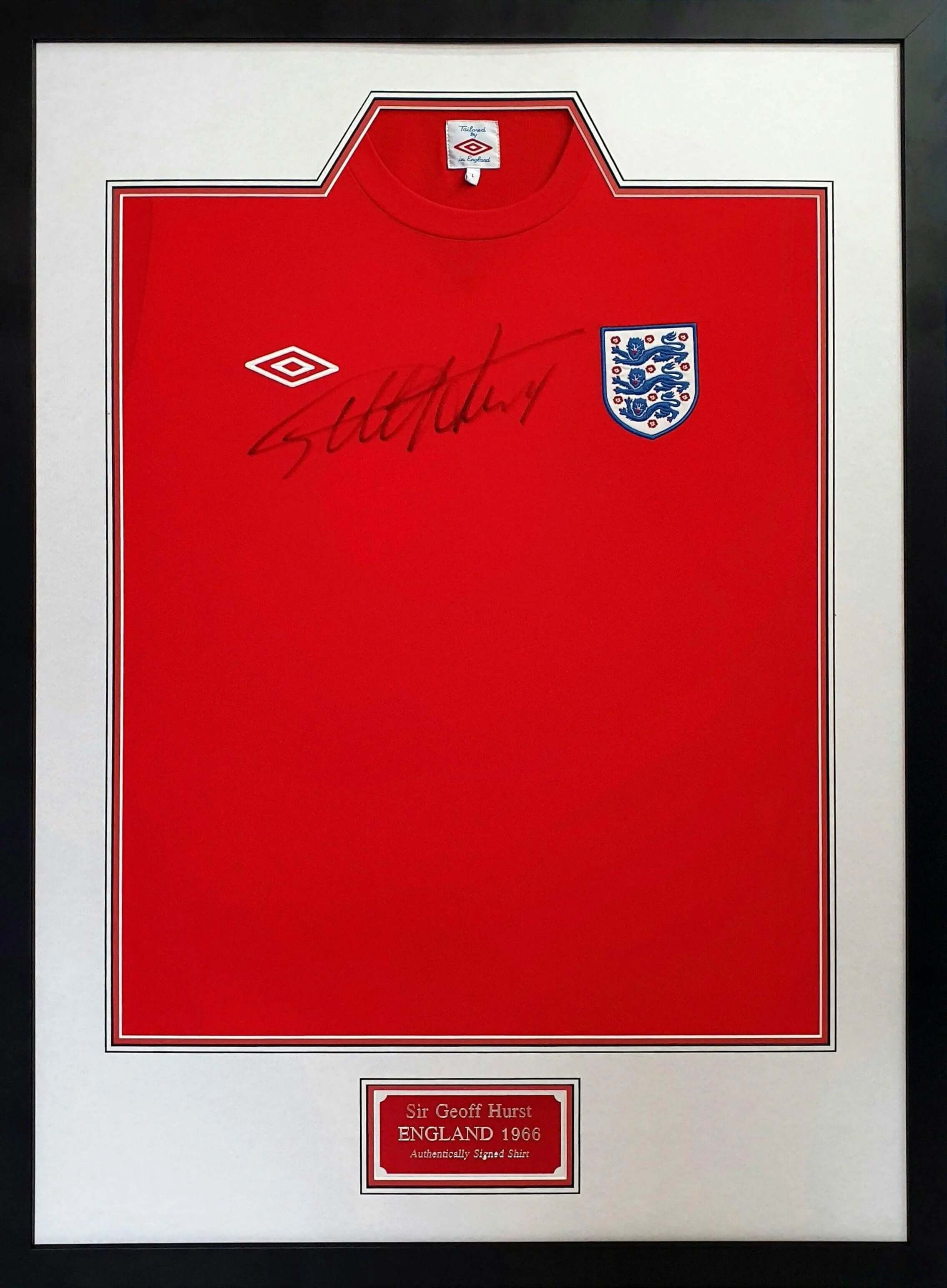 Geoff Hurst Signed England 1966 Shirt Framed With COA Darling Geoff Hurst Signed England 1966 Shirt Framed With COA Darling
