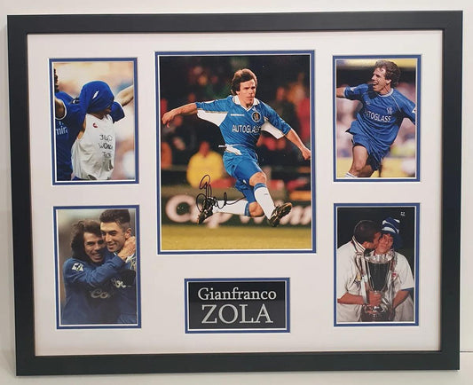 Gianfranco Zola Signed Chelsea Photo Framed. - Darling Picture Framing