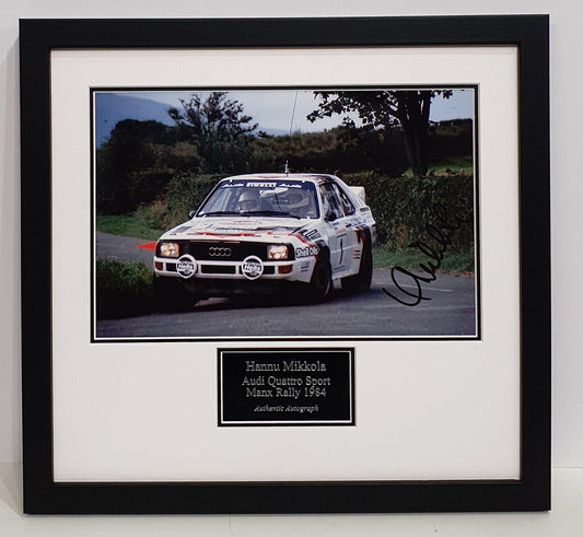 Hannu Mikkola Signed Audi Quattro Sport Photo Framed. - Darling Picture Framing