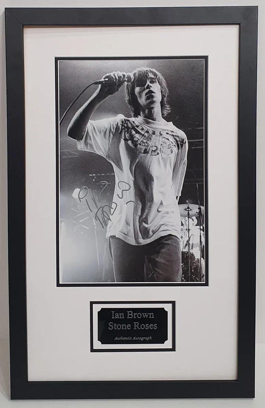 Ian Brown Signed Stone Roses Photo Framed. - Darling Picture Framing