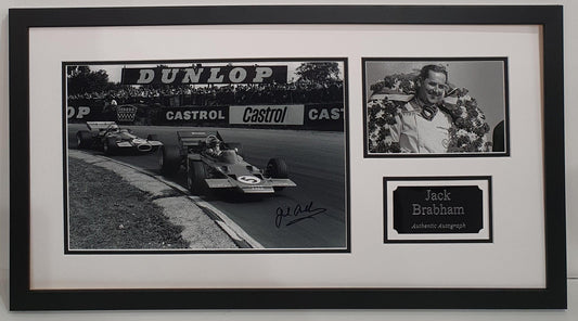 Jack Brabham Signed F1 Photo Framed. - Darling Picture Framing
