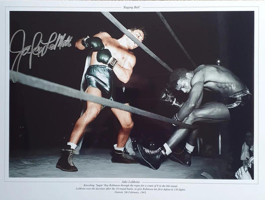 Jake La Motta Signed Boxing Photo. - Darling Picture Framing