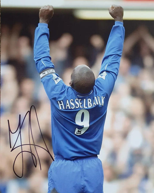 Jimmy Floyd Hasselbaink Signed Chelsea Photo. - Darling Picture Framing