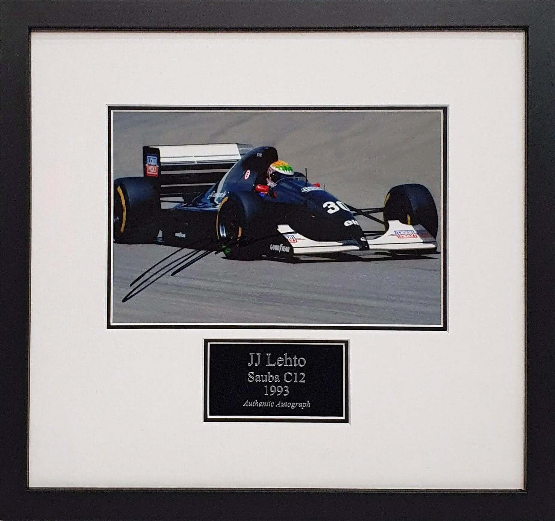 JJ Lehto Signed Sauber C12 1993 F1 Photo - Framed with COA - Darling Picture Framing