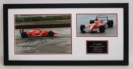 JJ Lehto Signed Scuderia Italia Dallara Photo Framed. - Darling Picture Framing