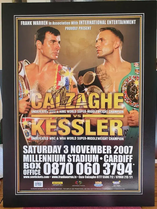 Joe Calzaghe v Kessler Signed Original Fight Poster Comes Mounted - Darling Picture Framing