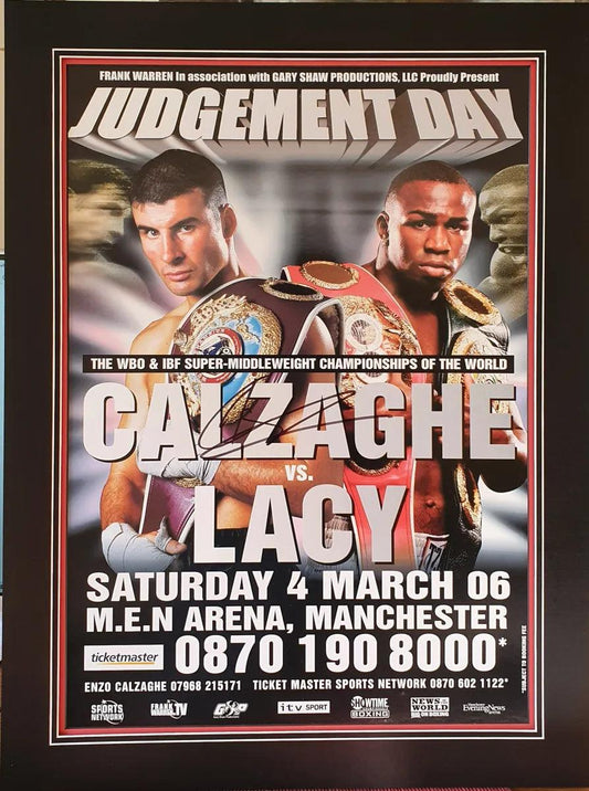 Joe Calzaghe v Lacy Signed Original Fight Poster Comes Mounted - Darling Picture Framing