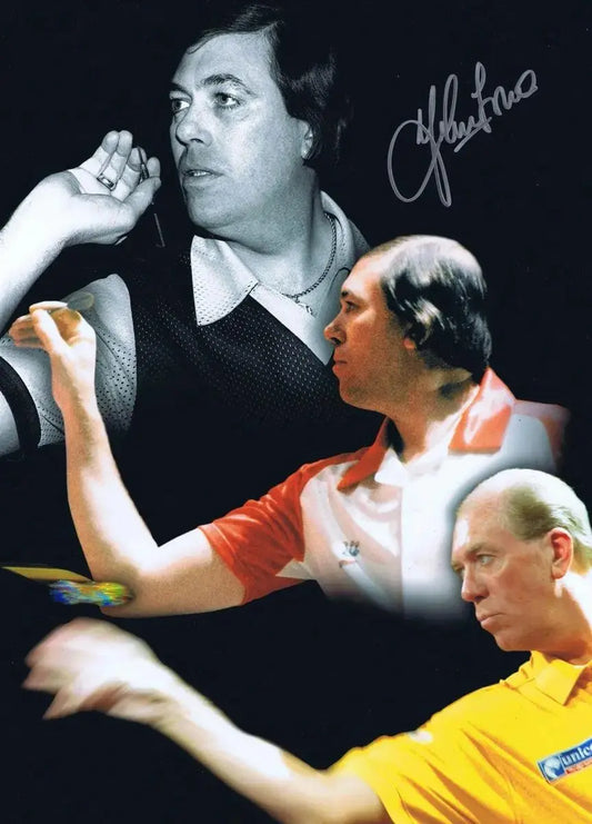 John Lowe Signed Darts Photo. - Darling Picture Framing