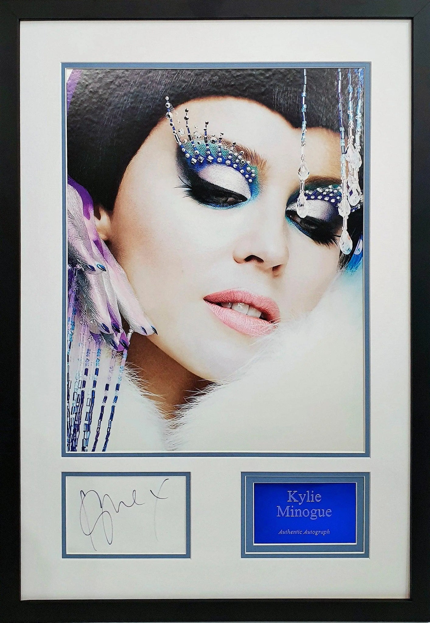 Kylie Minogue Signed Card with Photo - Framed with COA - Darling Picture Framing
