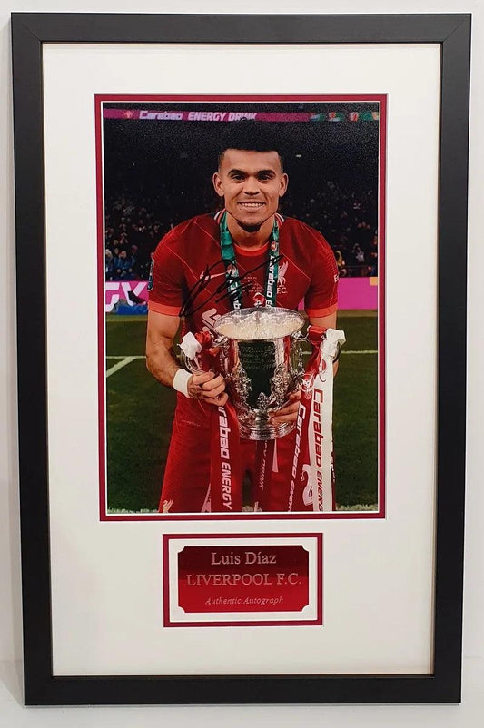 Luis Diaz Signed Liverpool Photo Framed. - Darling Picture Framing