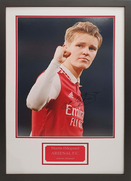 Martin Odegaard Signed Large Arsenal Photo Framed. Darling Picture Framing