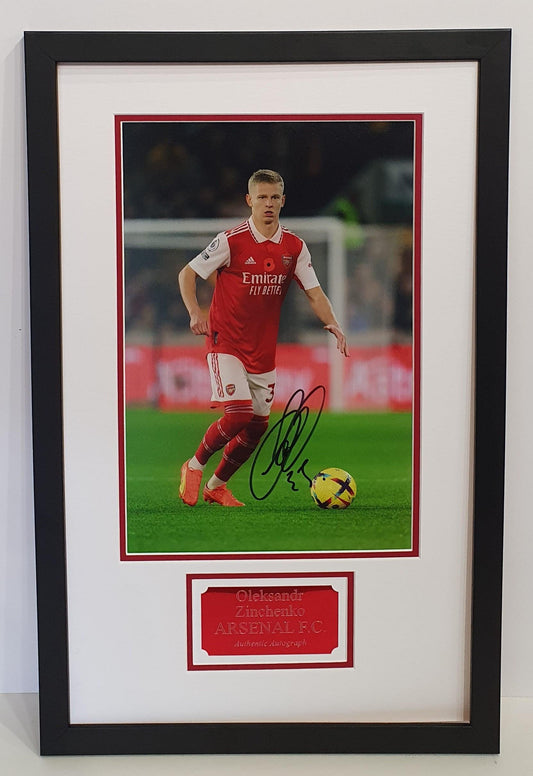 Oleksandr Zinchenko Signed Arsenal Photo Framed. - Darling Picture Framing