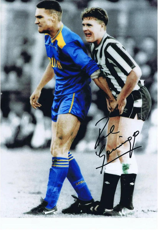 Paul Gascoigne Signed "Nut Cracker" Photo. - Darling Picture Framing