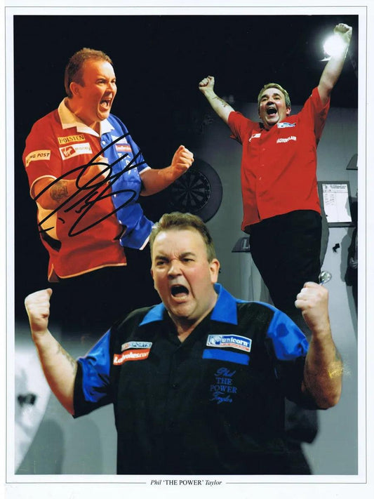 Phil Taylor Signed Darts Photo. - Darling Picture Framing