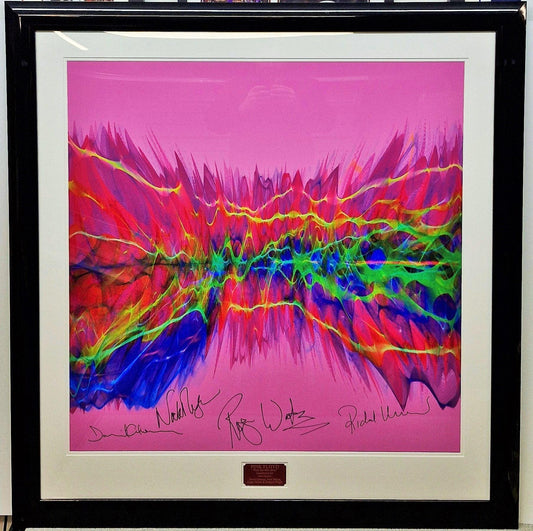 Pink Floyd Soundwaves Art "wish you were here" Signed by the band. - Darling Picture Framing