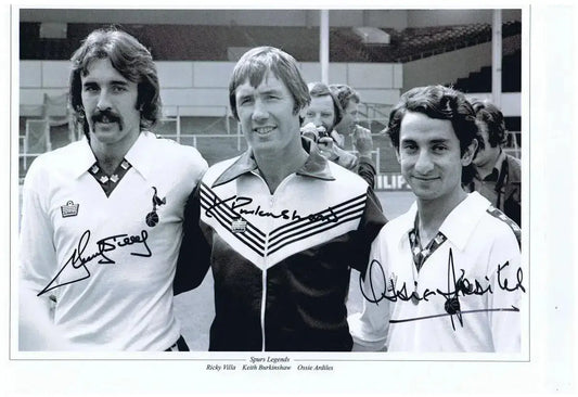 Ricky Villa, Keith Burkinshaw & Ossie Ardiles Signed Spurs Photo. - Darling Picture Framing