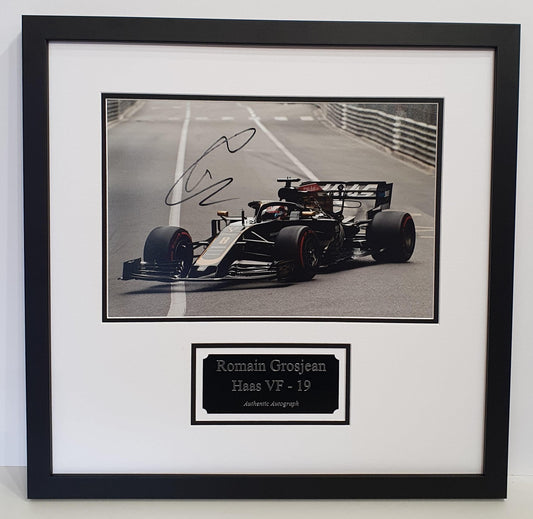 Romain Grosjean Signed Haas F1 Photo Framed.