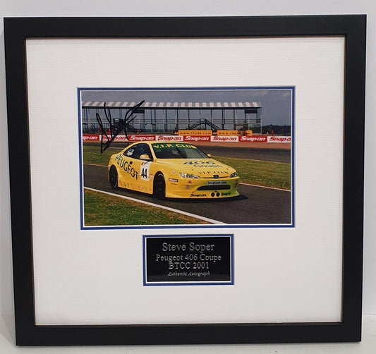 Steve Soper Signed Peugeot 406 BTCC Photo Framed. - Darling Picture Framing