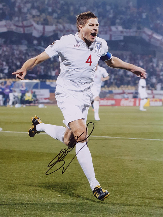 Steven Gerrard Signed England Photo. - Darling Picture Framing