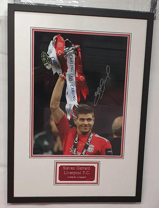 Steven Gerrard Signed Large Liverpool Photo Framed. - Darling Picture Framing
